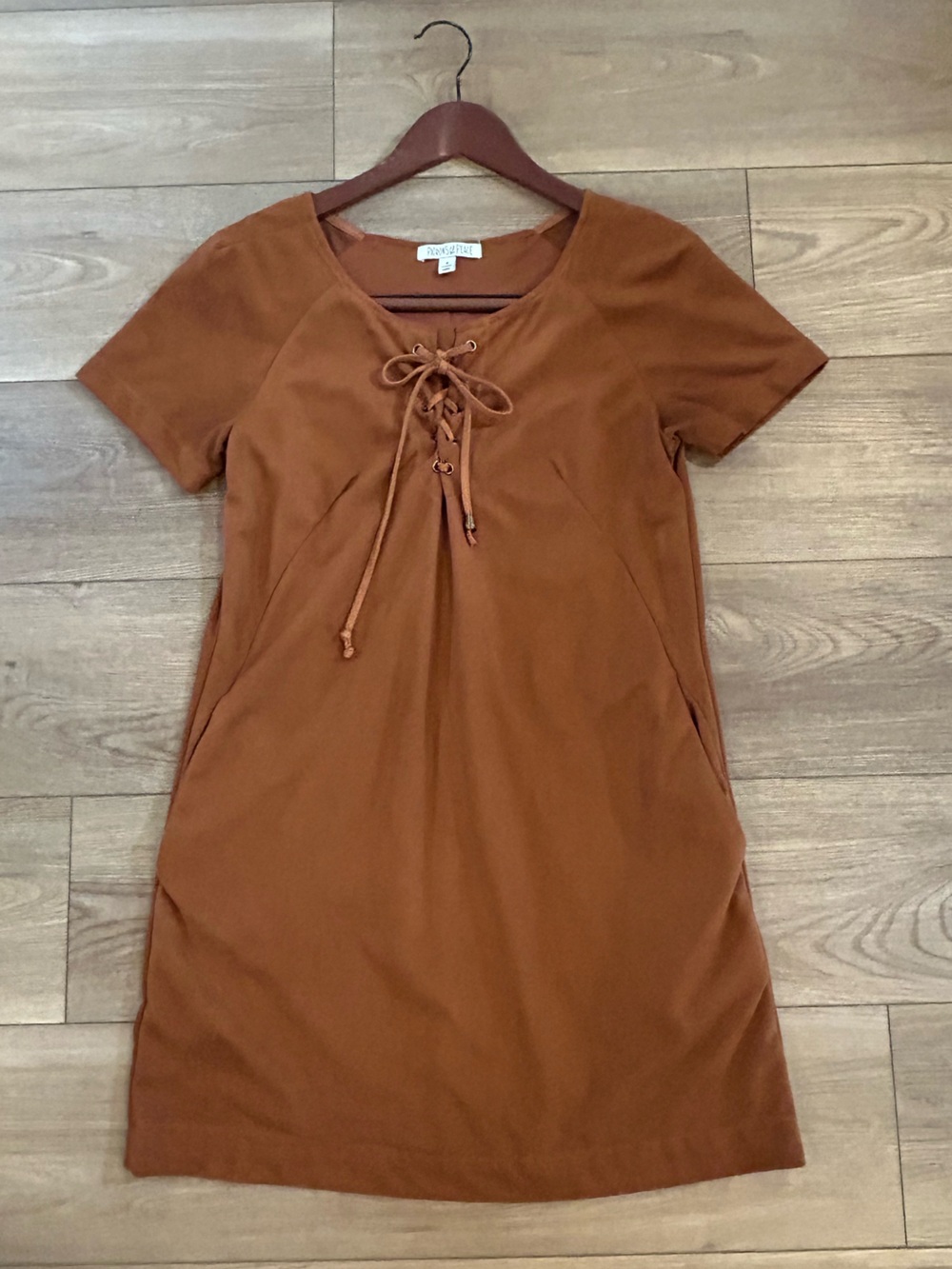 Patrons of Peace Faux Suede Lace Up Shift Dress Rust Small